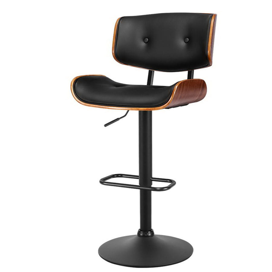 Artiss gas lift bar stool, black PU leather seat with black steel base, image 7