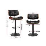 Artiss 4x Bar Stools Gas Lift Leather All Black - Front View