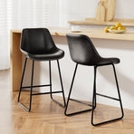 Artiss Fenella bar stools set of 2, black PU leather with steel frame