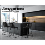 Artiss Fenella bar stools set of 2, black PU leather with steel frame, steel base