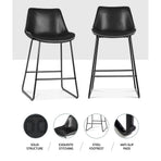 Artiss Fenella bar stools set of 2, black PU leather with steel frame, anti-slip floor protectors