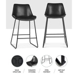 Artiss Bar Stools Kitchen Counter Barstools Leather Metal Chairs Black x2 - 45-Degree Angle