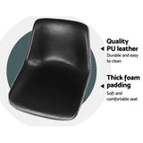 Artiss Bar Stools Kitchen Counter Barstools Leather Metal Chairs Black x2 - Rear View
