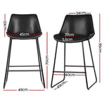 Artiss Fenella black PU leather bar stool with steel base, set of 4, thick foam padded seat