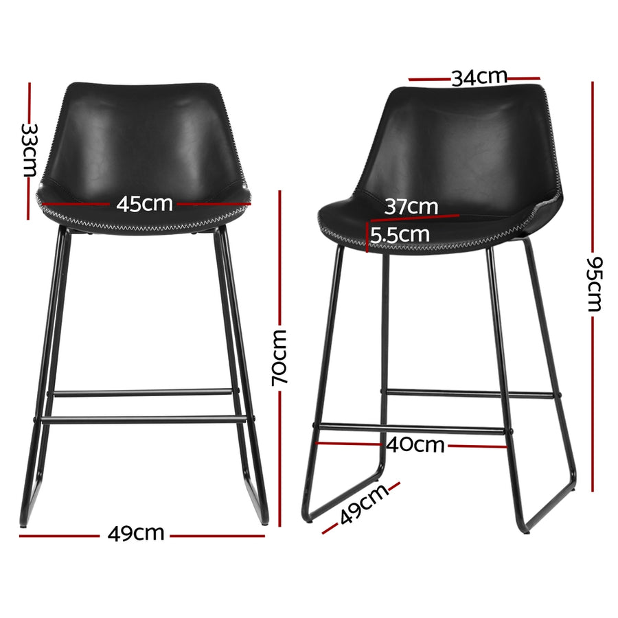 Artiss Fenella black PU leather bar stool with steel base, set of 4, thick foam padded seat