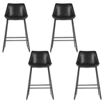 Artiss Fenella black PU leather bar stool with steel base, set of 4, exquisite stitching on the seat