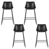 Artiss 4x Bar Stools Leather Padded Metal Legs Black - Side View