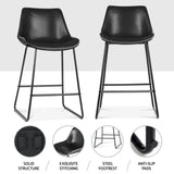 Artiss 4x Bar Stools Leather Padded Metal Legs Black - 45-Degree Angle