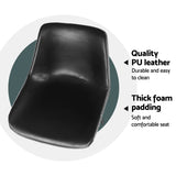 Artiss 4x Bar Stools Leather Padded Metal Legs Black - Rear View