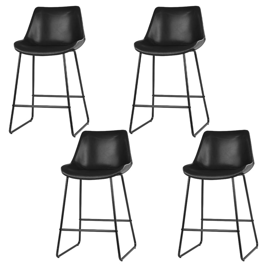 Artiss Fenella black PU leather bar stool with steel base, set of 4, image 7