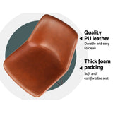 Artiss Bar Stools Kitchen Counter Barstools Leather Metal Chairs Brown x2 - Rear View