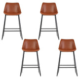 Artiss 4x Bar Stools Leather Padded Metal Legs Brown - Side View