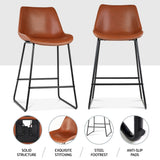 Artiss 4x Bar Stools Leather Padded Metal Legs Brown - 45-Degree Angle