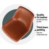 Artiss 4x Bar Stools Leather Padded Metal Legs Brown - Rear View