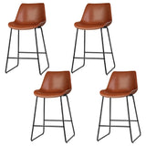 Artiss 4x Bar Stools Leather Padded Metal Legs Brown - Close-Up Angle