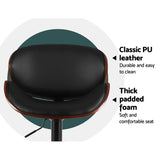 Artiss Bar Stools Kitchen Leather Barstools Swivel Gas Lift Vintage Chairs Black - Rear View