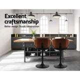 Artiss Bar Stools Kitchen Leather Barstools Swivel Gas Lift Chairs Black x2 - 45-Degree Angle
