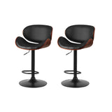 Artiss Bar Stools Kitchen Leather Barstools Swivel Gas Lift Chairs Black x2 - Close-Up Angle