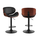 Artiss 4x Bar Stools Gas Lift Leather Padded Black - Side View