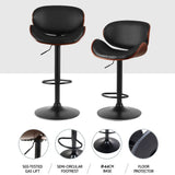 Artiss 4x Bar Stools Gas Lift Leather Padded Black - Top-Down View
