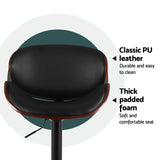 Artiss 4x Bar Stools Gas Lift Leather Padded Black - 45-Degree Angle