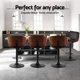Artiss 4x Bar Stools Gas Lift Leather Padded Black - Rear View