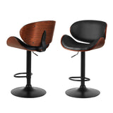 Artiss 4x Bar Stools Gas Lift Leather Padded Black - Close-Up Angle