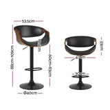 Artiss Bar Stools Gas Lift Leather w/Armrest - Front View
