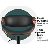Artiss Bar Stools Gas Lift Leather w/Armrest - Rear View