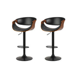 Artiss 2x Bar Stools Gas Lift Leather w/Armrest - Close-Up Angle