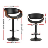 Artiss 4x Bar Stools Gas Lift Leather w/Armrest - Front View