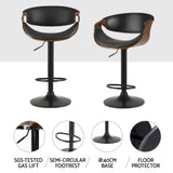 Artiss 4x Bar Stools Gas Lift Leather w/Armrest - Top-Down View