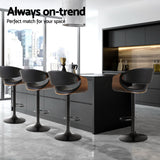 Artiss 4x Bar Stools Gas Lift Leather w/Armrest - 45-Degree Angle