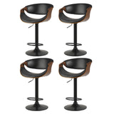 Artiss 4x Bar Stools Gas Lift Leather w/Armrest - Close-Up Angle