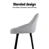Artiss 2x Bar Stools Upholstered Stool Counter Seat Kitchen Dining Chairs - Rear View