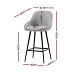 Artiss 4x Bar Stools Upholstered Stool Counter Seat Kitchen Dining Chairs, image 2