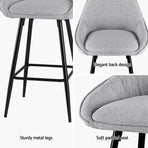 Artiss 4x Bar Stools Upholstered Stool Counter Seat Kitchen Dining Chairs, image 5