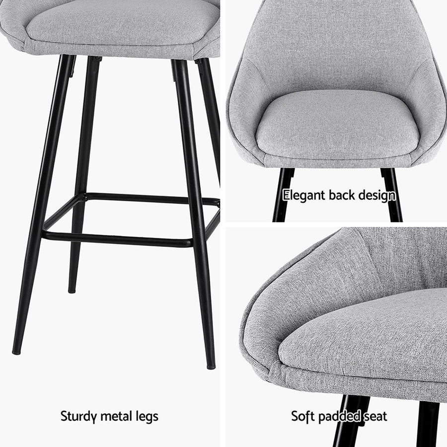 Artiss 4x Bar Stools Upholstered Stool Counter Seat Kitchen Dining Chairs, image 5