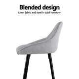 Artiss 4x Bar Stools Upholstered Stool Counter Seat Kitchen Dining Chairs - Rear View