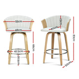 Artiss Bar Stools Kitchen Leather Barstools Swivel Counter Chairs x2 - Front View