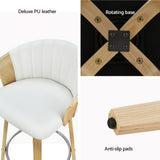 Artiss 4x Bar Stools Swivel Leather Chairs Wooden - 45-Degree Angle