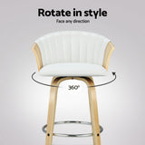 Artiss 4x Bar Stools Swivel Leather Chairs Wooden - Rear View