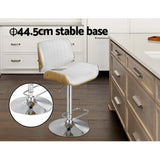 Artiss Bar Stools Swivel Leather Chairs Wooden - 45-Degree Angle