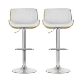Artiss 2x Bar Stools Adjustable Leather Chairs - Side View