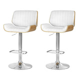 Artiss 2x Bar Stools Adjustable Leather Chairs - Close-Up Angle