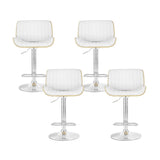 Artiss 4x Bar Stools Adjustable Leather Chairs - Side View