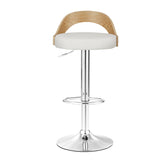 Artiss 2x Bar Stools Adjustable Leather Padded White - Side View