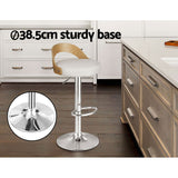 Artiss 2x Bar Stools Adjustable Leather Padded White - 45-Degree Angle