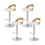 Artiss 4x Bar Stools Adjustable Leather Padded White - Close-Up Angle