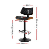 Artiss Bar Stools Kitchen Dining Chairs Gas Lift Stool Wooden Leather Black - Front View
